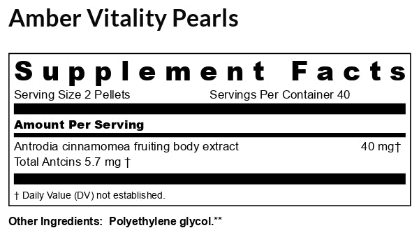 Thryve RESET Amber Vitality Pearls Supplement Facts with Antrodia cinnamomea fruiting body extract, 40 servings